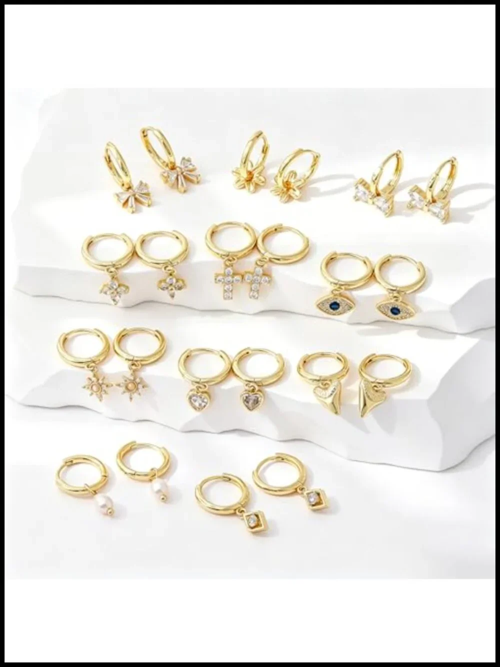 14K Gold Plated Hypoallergenic Dangle Earrings, Dainty Huggie Hoop Drop